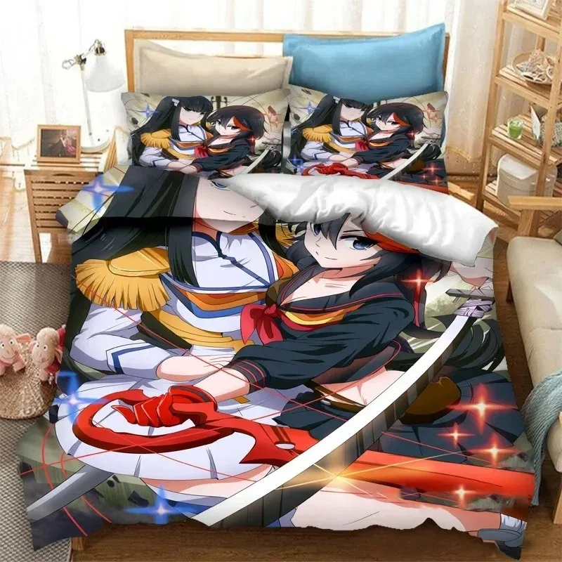 3D Print KILL la KILL Bedding Set,Duvet Cover Comforter Bed Set Quilt Cover Pillowcase,King Queen Twin Size Boys Girls Adults