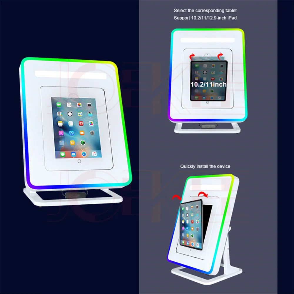 Desktop i Pad Stand Adjus Selfie Photobooth Shell i Pad Photo Booth hine With LED Ring Light For Wedding Partys Events