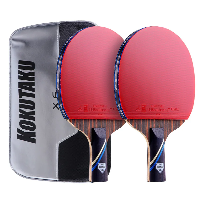 KOKUTAKU X6 Star Ping Pong Paddle Advanced 7 Plywood Ebony Carbon Table Tennis Racket Set for Training School Club