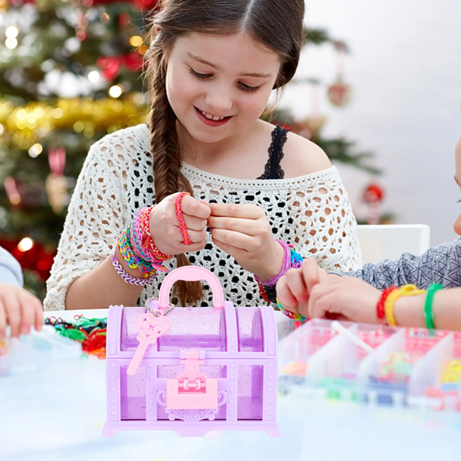 2 Pcs Treasure Chest Children's Gift Organizer Box Kids Jewelry Container Plastic