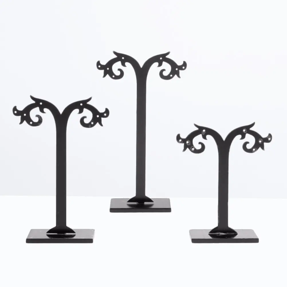 

Набор из 3 акриловых Т-образных подставок для серег, органайзер для демонстрации украшений, черный, для серег, браслетов, ключей, Т-образный держатель для демонстрации серег