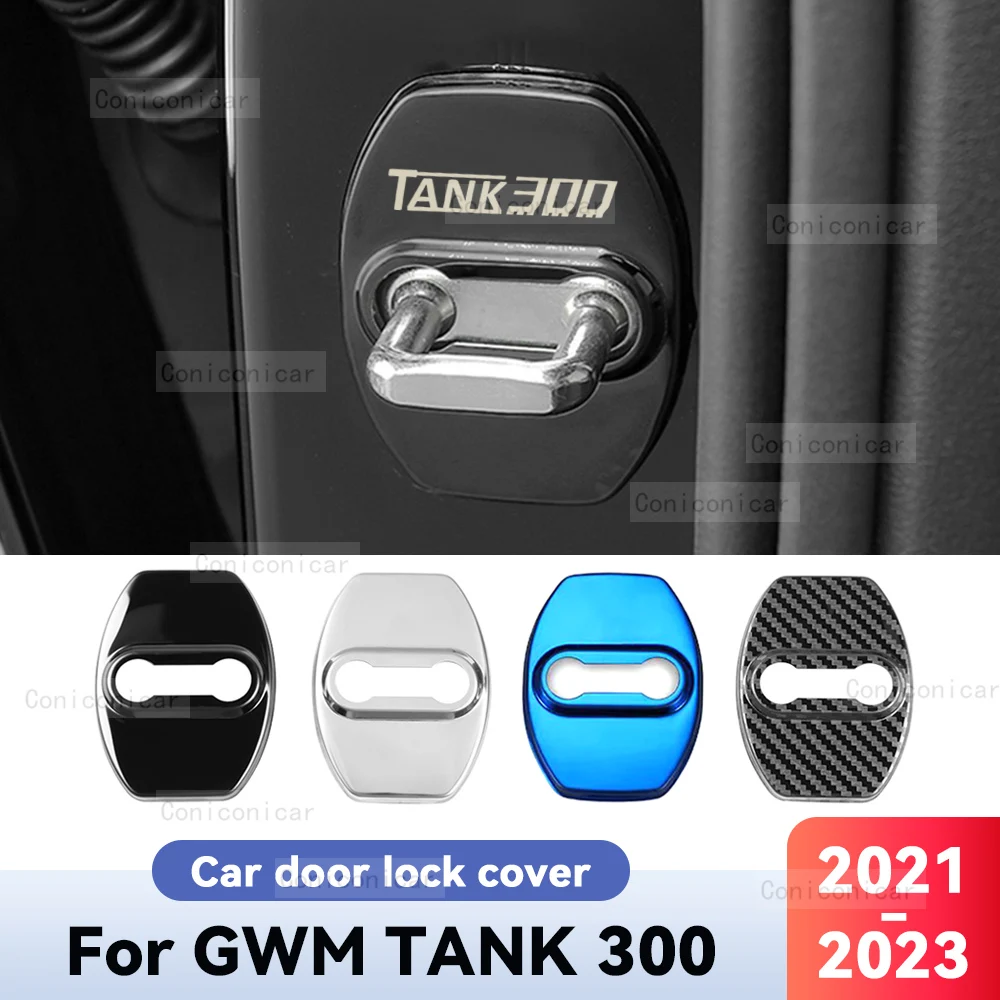 For GWM TANK 300 2021-2023 Car Door Lock Protection Cover Decoration Emblems Case Decor Auto Stainless steel Accessories