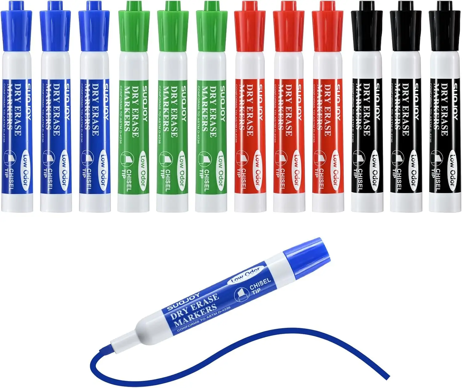 

Dry Erase Markers with Chisel Tip, Low Odor Whiteboard Markers for Classroom Office, 12 Assorted Colors