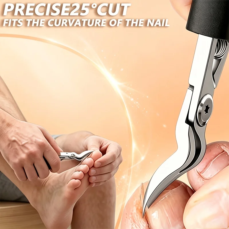 2Pcs Toenail Clipper Set Stainless Steel Curved Nail Nipper Cuticle File Professional Paronychia Nail Trimming Foot Care Tools