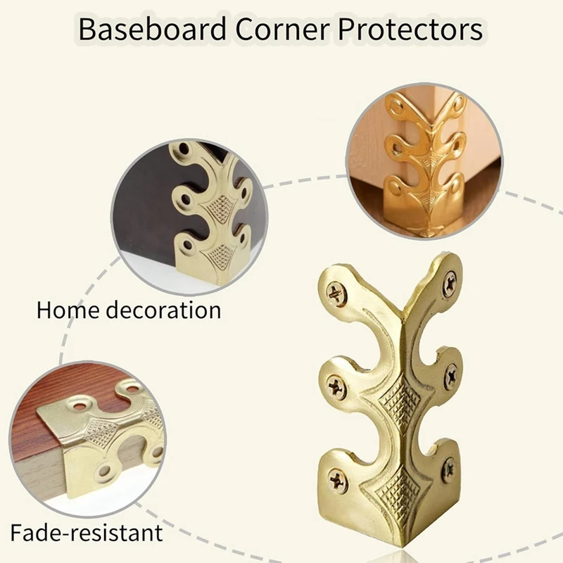 Protecteurs d'angle de plinthes en laiton, housse de protection décorative, table et armoire, 10 pièces