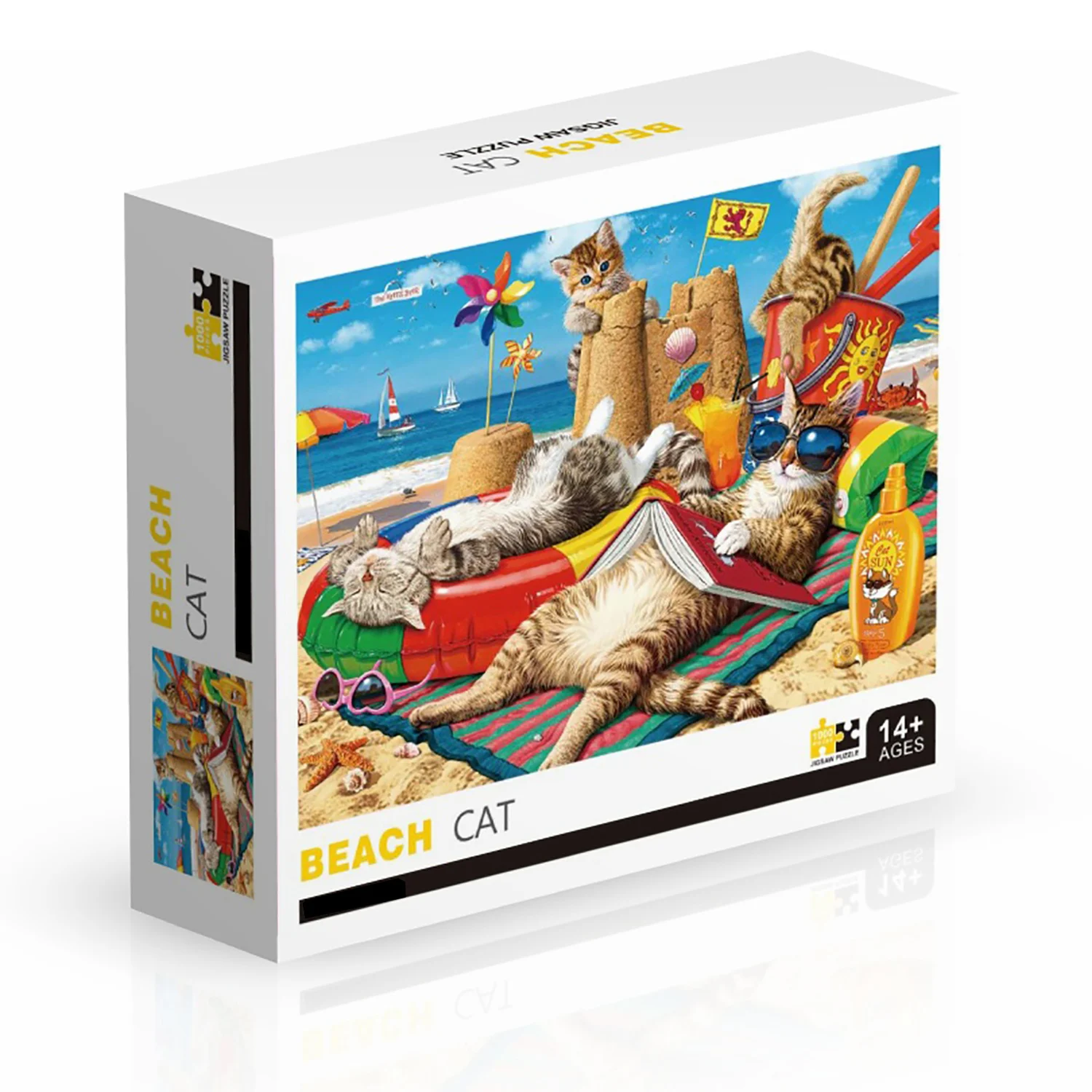 1000 Pieces BEACH CAT Jigsaw Puzzles for Adults Home Decor Games Family Fun Floor Puzzles Educational Toys for Kids