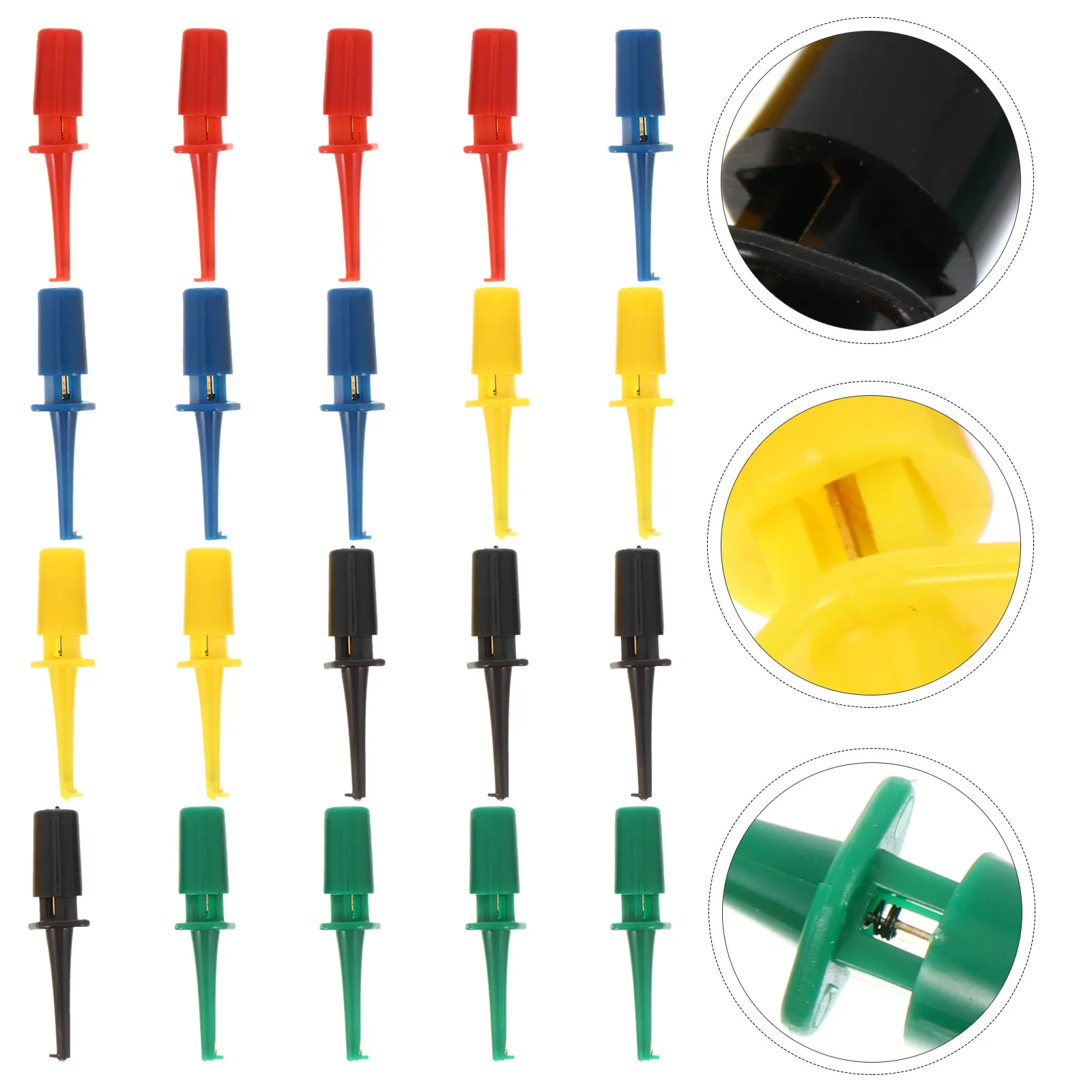 

20Pcs Round Test Hook Grabber Probe for Electronic Testing Multimeter Use Built-in Spring Insulated Safety