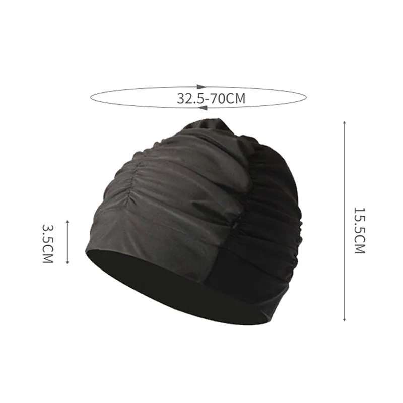 Bademütze für Damen, Unisex, Mädchen, langes Haar, Badekappe, Badekappe, Stretch, drapiert, freie Größe, Schwimmbad, Sport, elastischer Nylon-Turban – Detail 1
