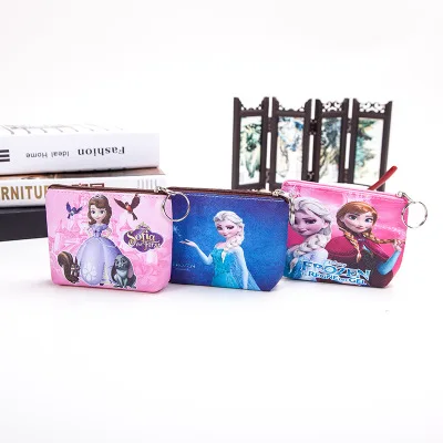 Disney  new cute cartoon handbags children's hand snack bag PU mickey mouse frozen change bag boys  girls coin bag