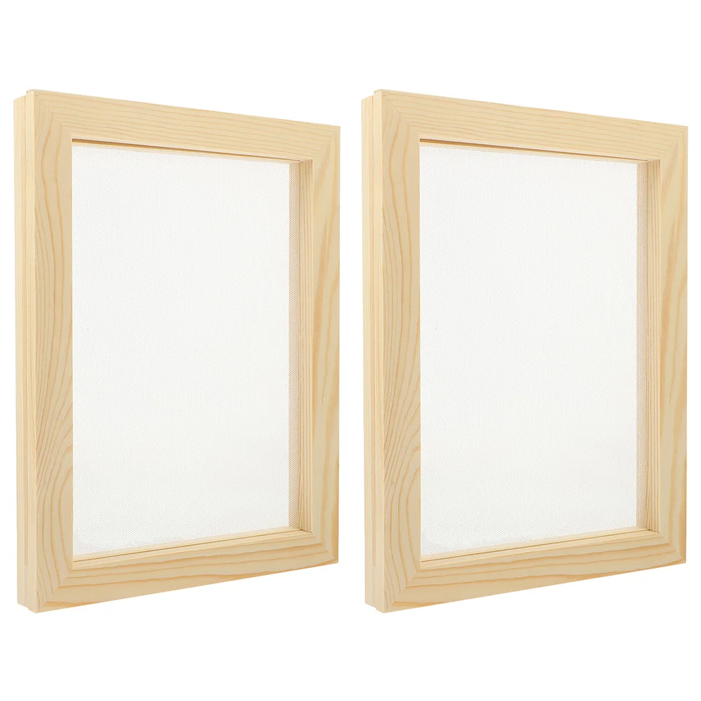 

2 Pcs Paper Frame for Making Craft Wooden Screen Handmade Printing DIY Handicraft Mold