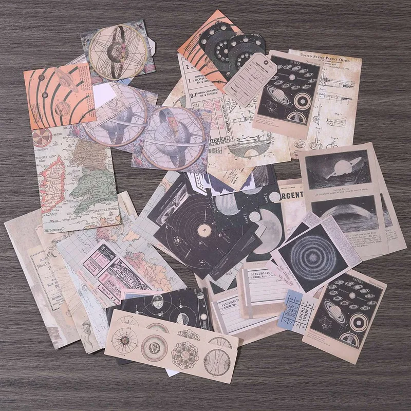 

Набор винтажных материалов для скрапбукинга (200 шт.) для художественного дневника, планеров, DIY-наклеек