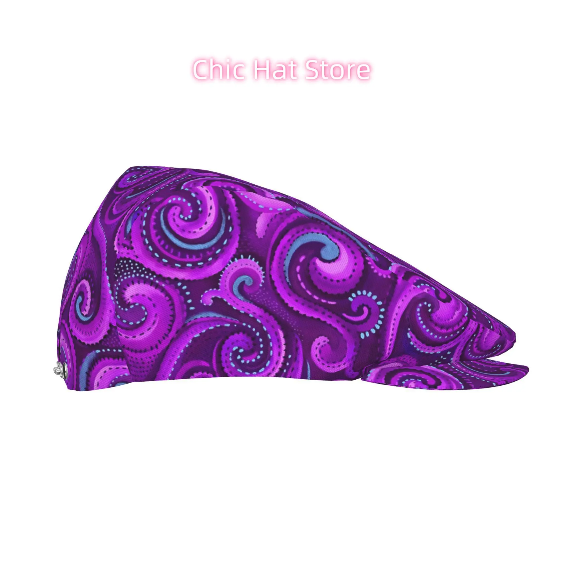 2D Flat, Purple Magic Whirlpool Men Beret Hat Polyester Adjustable Newsboy Hats Cabbie Gatsby Cap Driving Flat Caps Women Cabbie