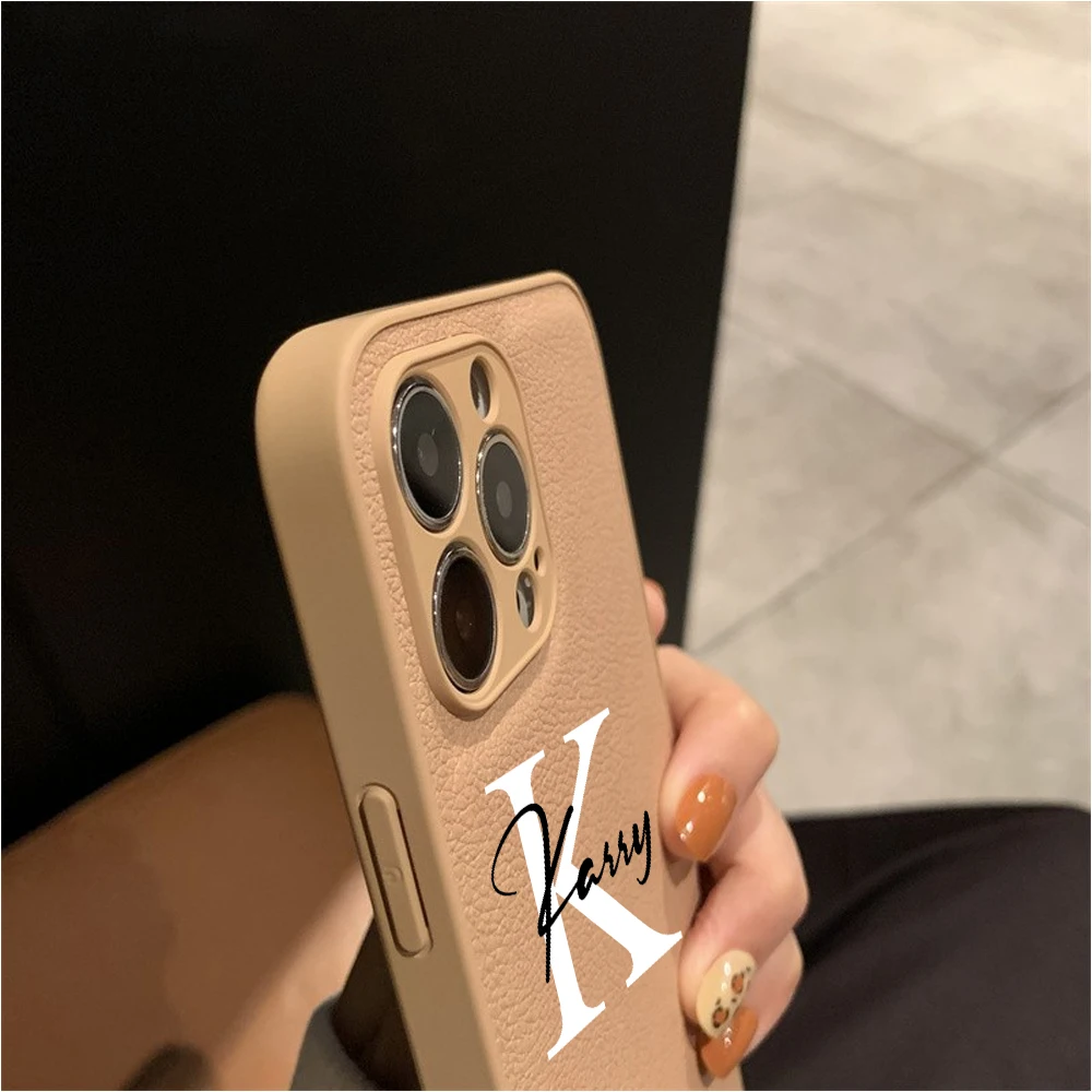 حافظة هاتف جلدية اسم شخصي ، غطاء حرف مخصص لهاتف آيفون 15 ، 14 ، 13 ، 12 ، 11 Pro Max ، XS ، XR ، 7 ، 8 Plus ، 15 Pro Max