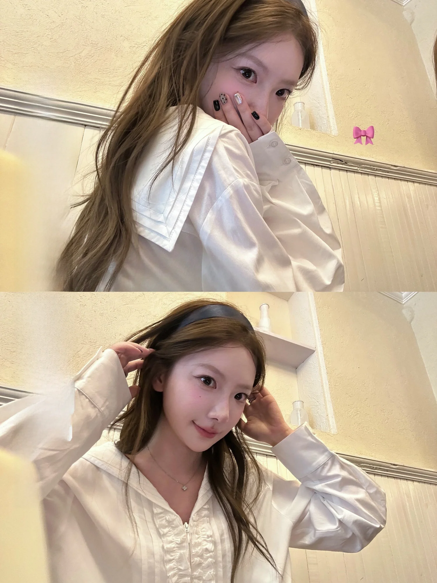 

Goo Goo Eyes Navy Collar Double Layer Ruffle Zipper White irt Women's Spring Design ort Outerwear Commute Sle Cotton Blend