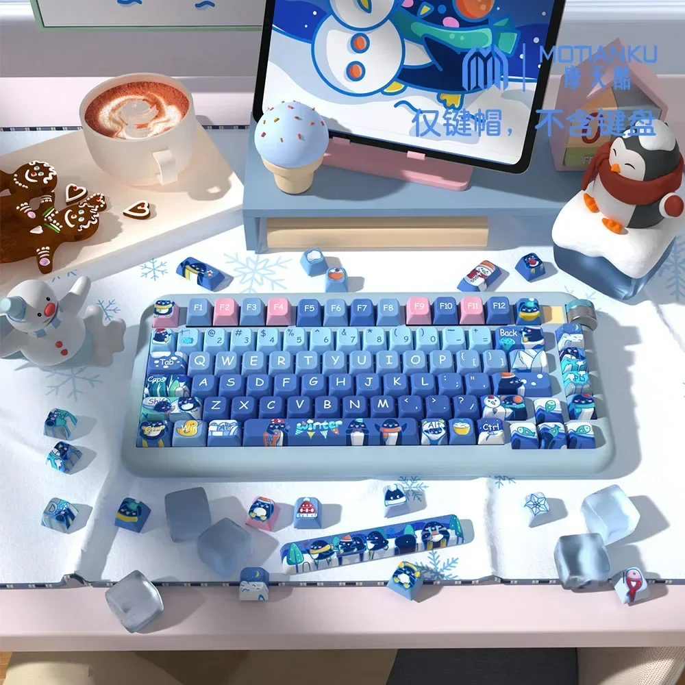 Penguin and winter, original theme keycap MDA height, cartoon creative keyboard cap full set