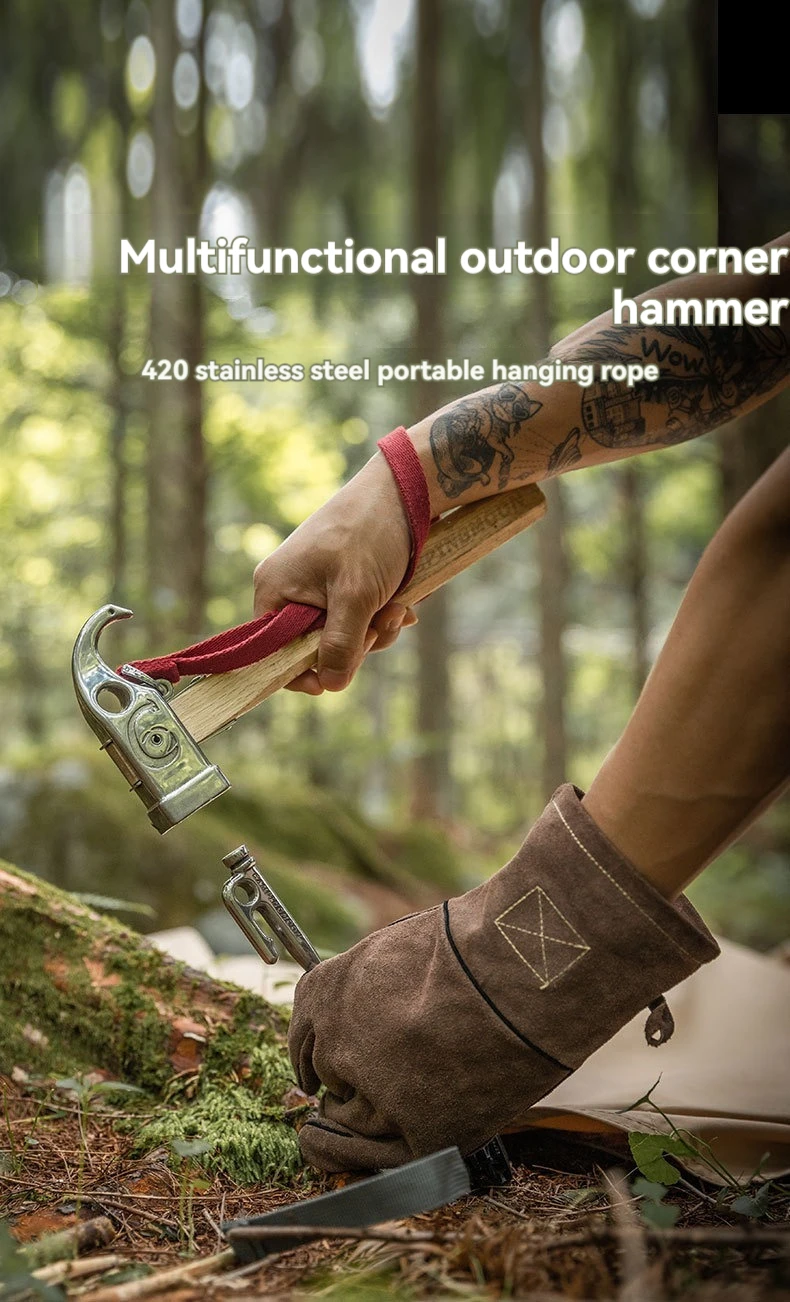 CAMPINGMOON C6 Camping Hammer Outdoor Stainless Steel Angle Viper Camping Hammer Hammer Ground Nail Tent Nail