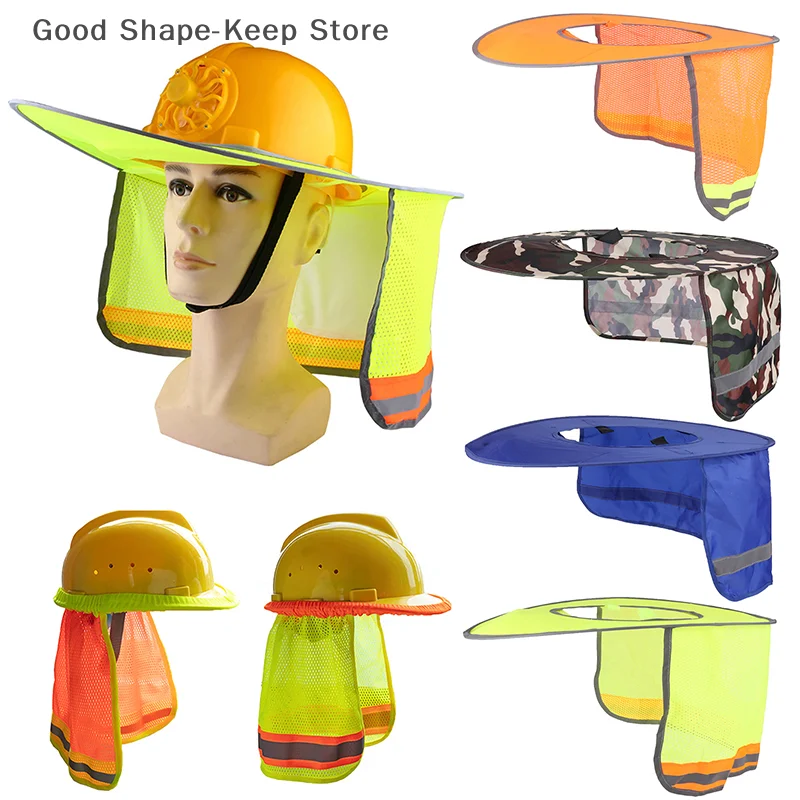 Summer Safety Hard Hat With Reflective Cap Cover - Neck Shade Helmets For Construction Workers
