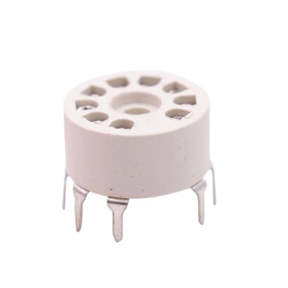 HOT 10PCS PCB Mount Plastic 9Pin Vacuum Tube Socket for 12AX7 12AT7 12AU7 EL84 6N1 ECC82 ECC83 Hifi Audio TUBE AMP Silver