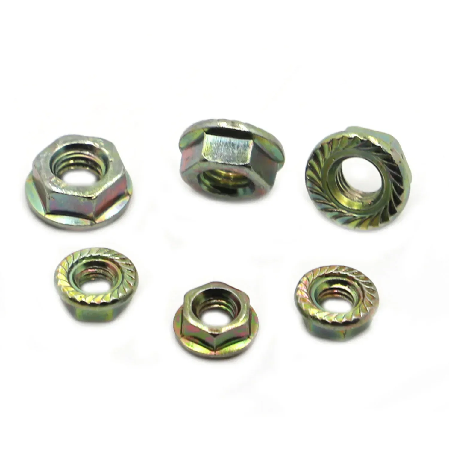 

10-50pcs DIN6923 M3 M4 M5 M6 M8 M10 Color Zinc Carbon Steel Hexagon Flange Nuts Pinking Slip Locking Lock Nut