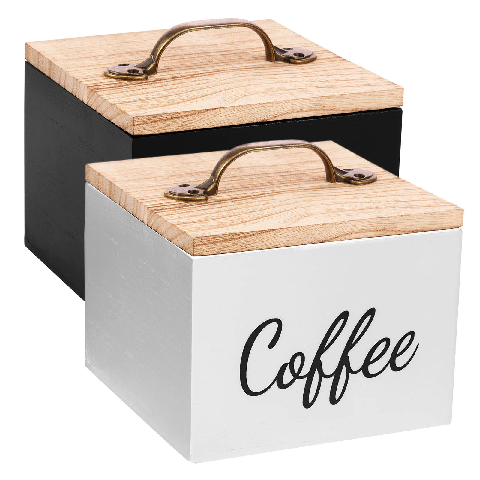 Kaffeepadhalter aus Holz mit Deckel, Aufbewahrung von Kaffeekapseln, großes Fassungsvermögen, Kaffeezuckerbehälter, Organizer für die Küchenarbeitsplatte