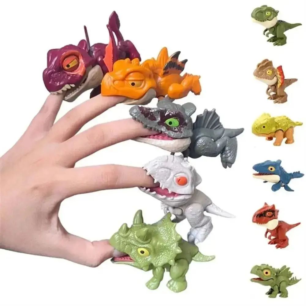5-20PCS New Plastic Finger Dinosaur Toy Multicolor Movable Tyrannosaurus Model Bite Finger Dinosaur Gag Toys Classmate Games