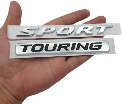 

2Pc Sport Touring Trunk Badge - Silver Black Logo Emblem