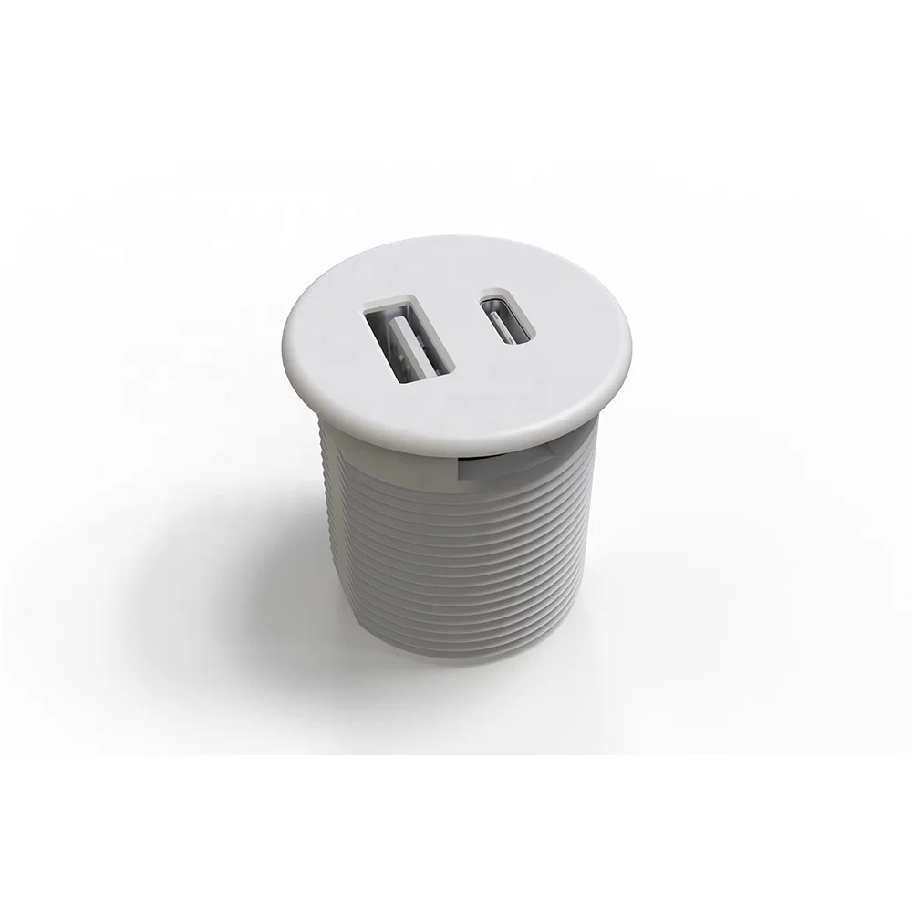 Round USB charger desktop Dual USB Charging Type C USB Charger