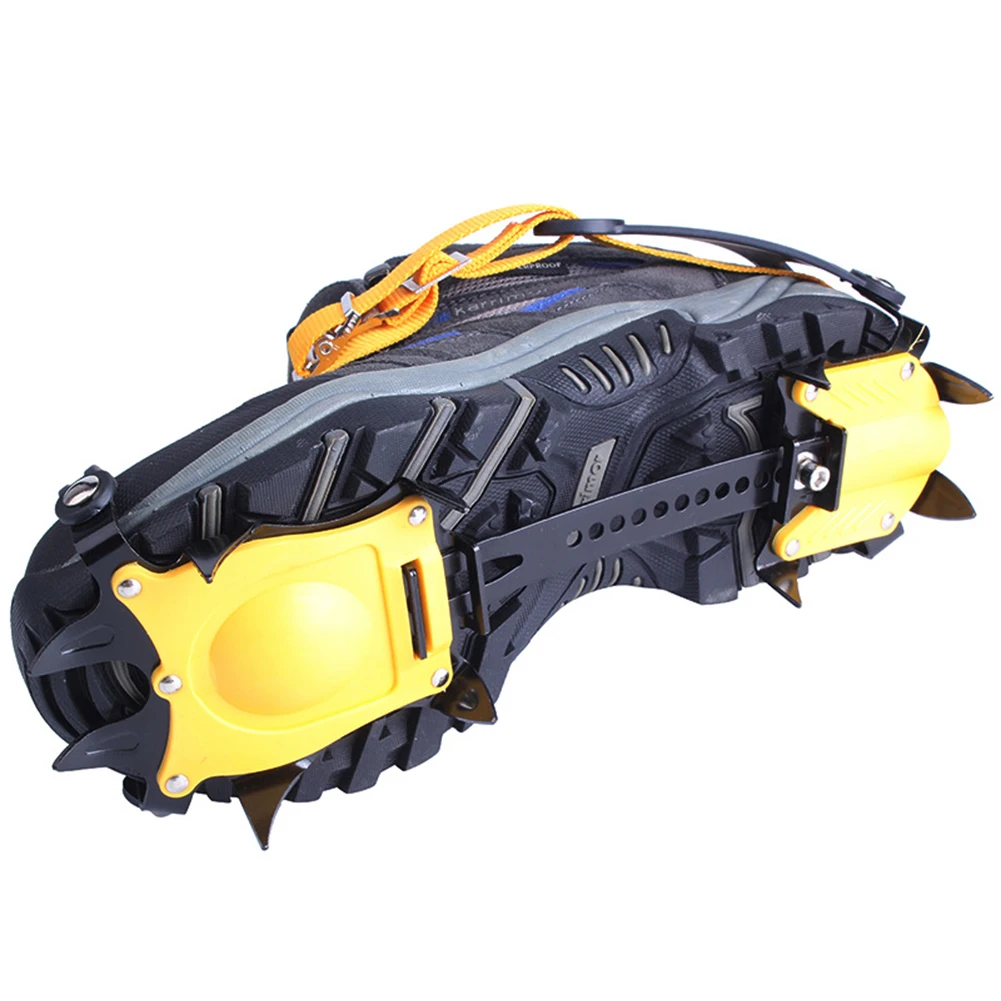 1 Pair Snow Grips Crampons Anti-Slip 10 Teeth Bundled Crampons Adjustable with Carry Bag for Hiking Climbing Fishing Jogging
