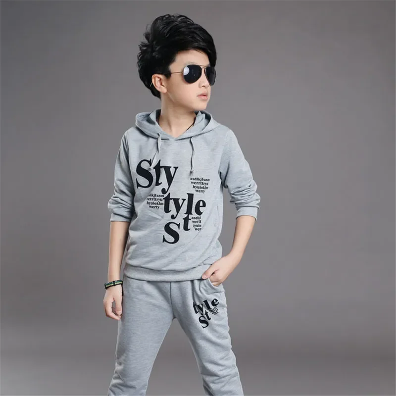 Teen Children Clothes 5-14year Boys letter print Tracksuit  Tops Pants 2PCS Children Spring Outfits Set