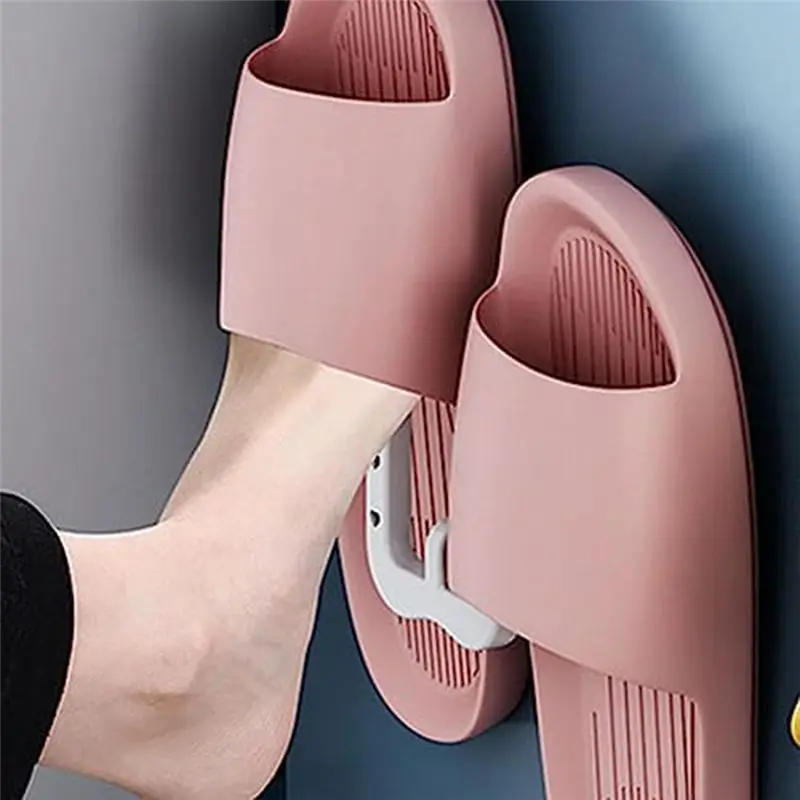 B50C Wall Mounted Shoe Rack Slipper Holder Slippers Organizer Self Adhesive Shoe Rack For Door Closet Bathroom Kitchen