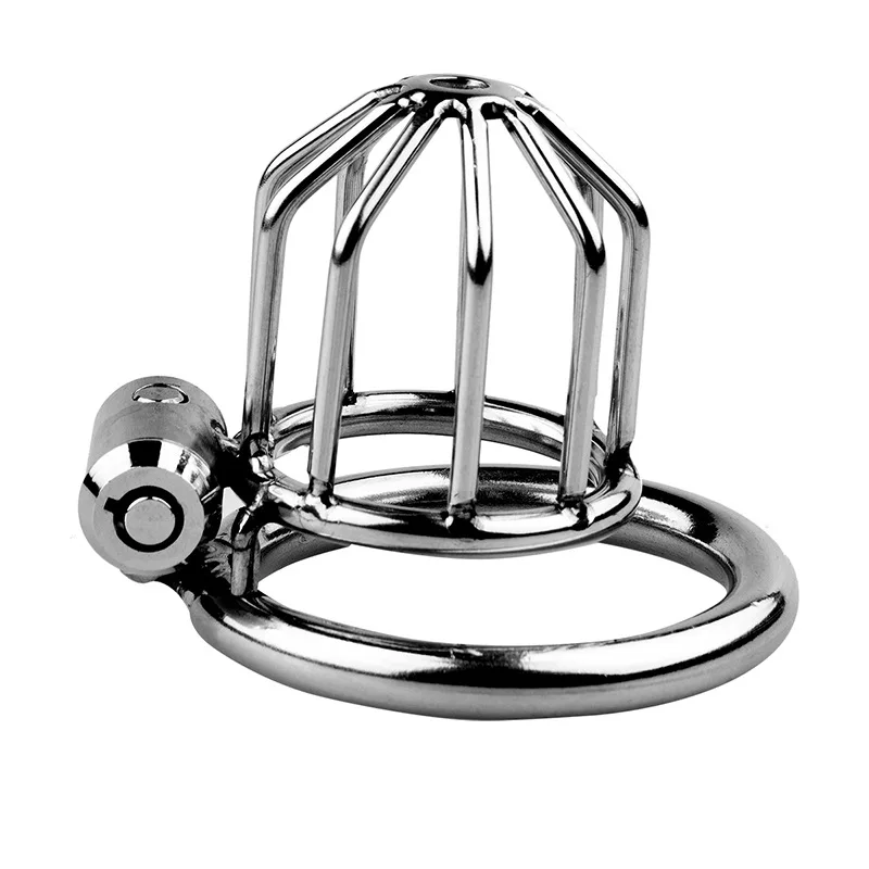 Man Metal Chastity Lock Bound to Prevent Cheating Penis Cage Wear it Outside Cock Cage with 3 Snap Ring Chastity Adult Supplies