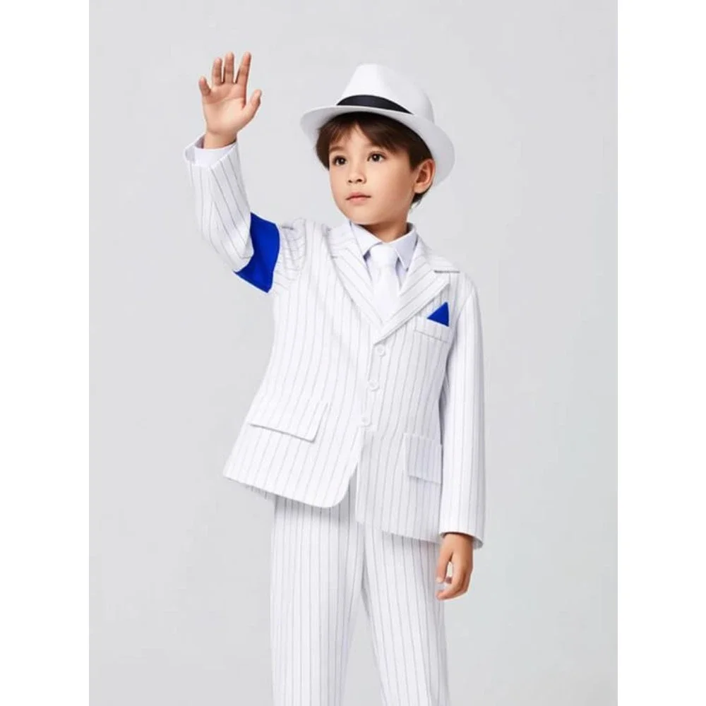 Traje de Estrella de Baile Retro Pop de los 80s y 90s, Atuendo a Rayas para Conciertos y Historias Criminales, Ideal para Impresionistas, Escenarios y Halloween
