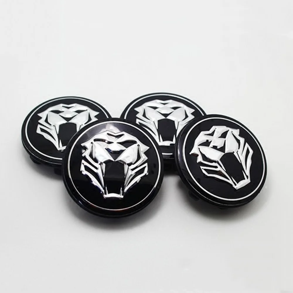 

4Pcs 5.9cm Tiger Chrome Black Car Emblem Badge Hub Wheel Rim Center Cap for K5 Car Accessories