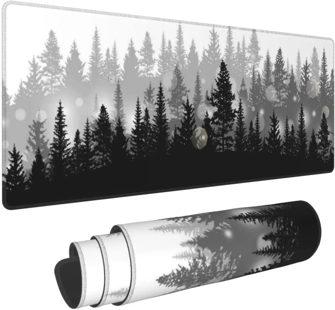 

Misty Forest Light Dazzling Mouse Pad Mousepad Accessories Extended XL Stitched Edge Rubber Sole 31.5X11.8