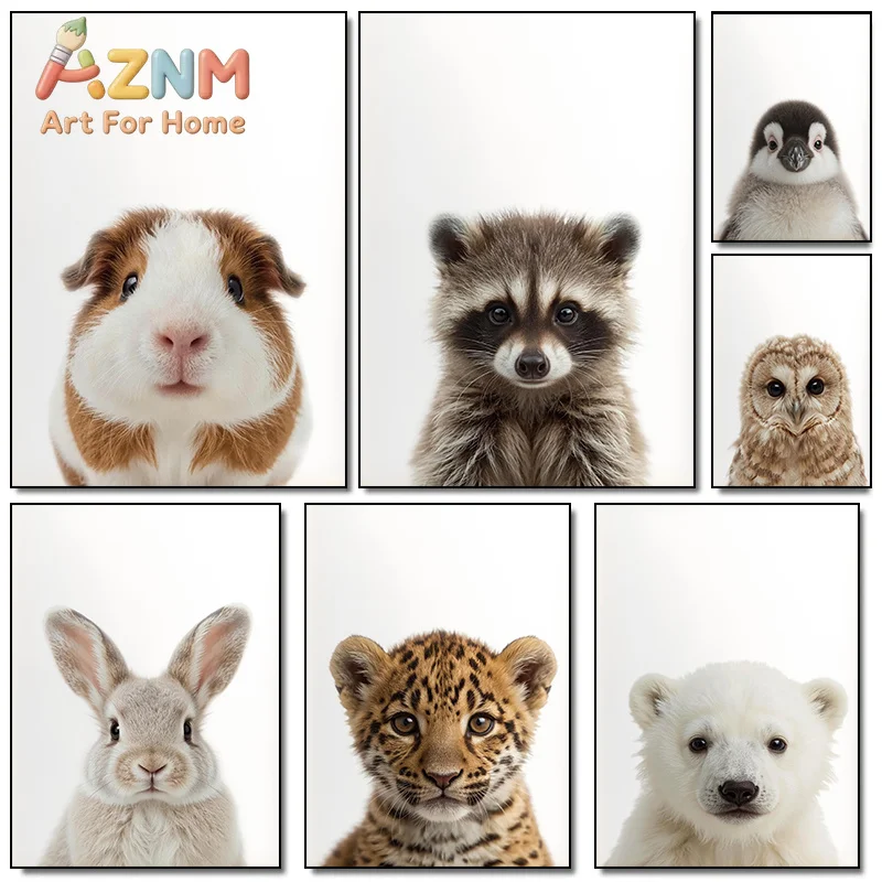 Cute Baby Animals Nature Forest Raccoon Hamster Orange Cat Poster Canvas Painting Print Wall Art Pictures Home Living Room De