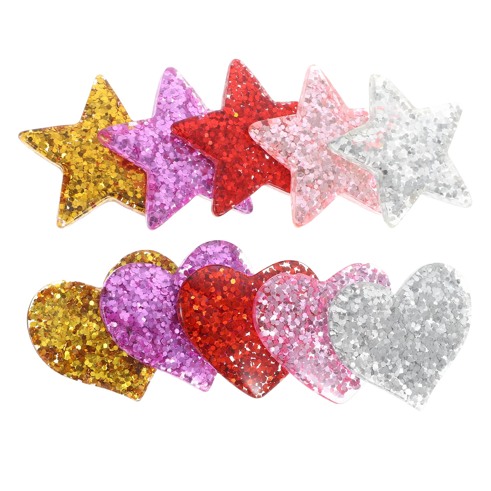 

1Set Heart Star Resin DIY Charms for Keychain Scrapbook Hat Decoration Glitter Accessories Button Star Charms