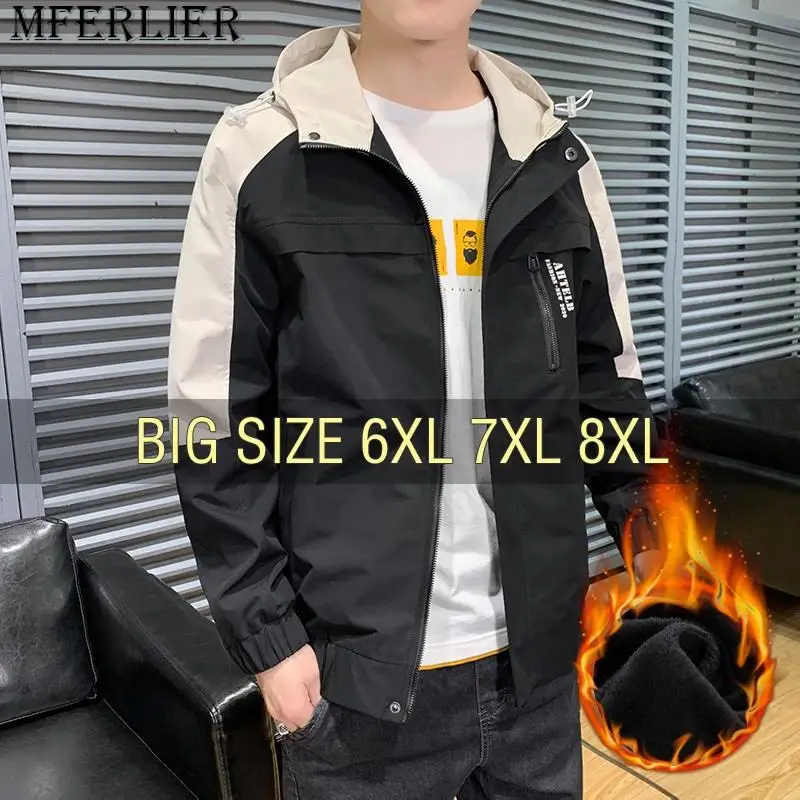 

Men Jacket Hoodie Coat Motorcycle Trench 2023 Plus Size 6XL 7XL 8XL Oversize Black Pockets Windbreaker Autumn Casual Male Loose