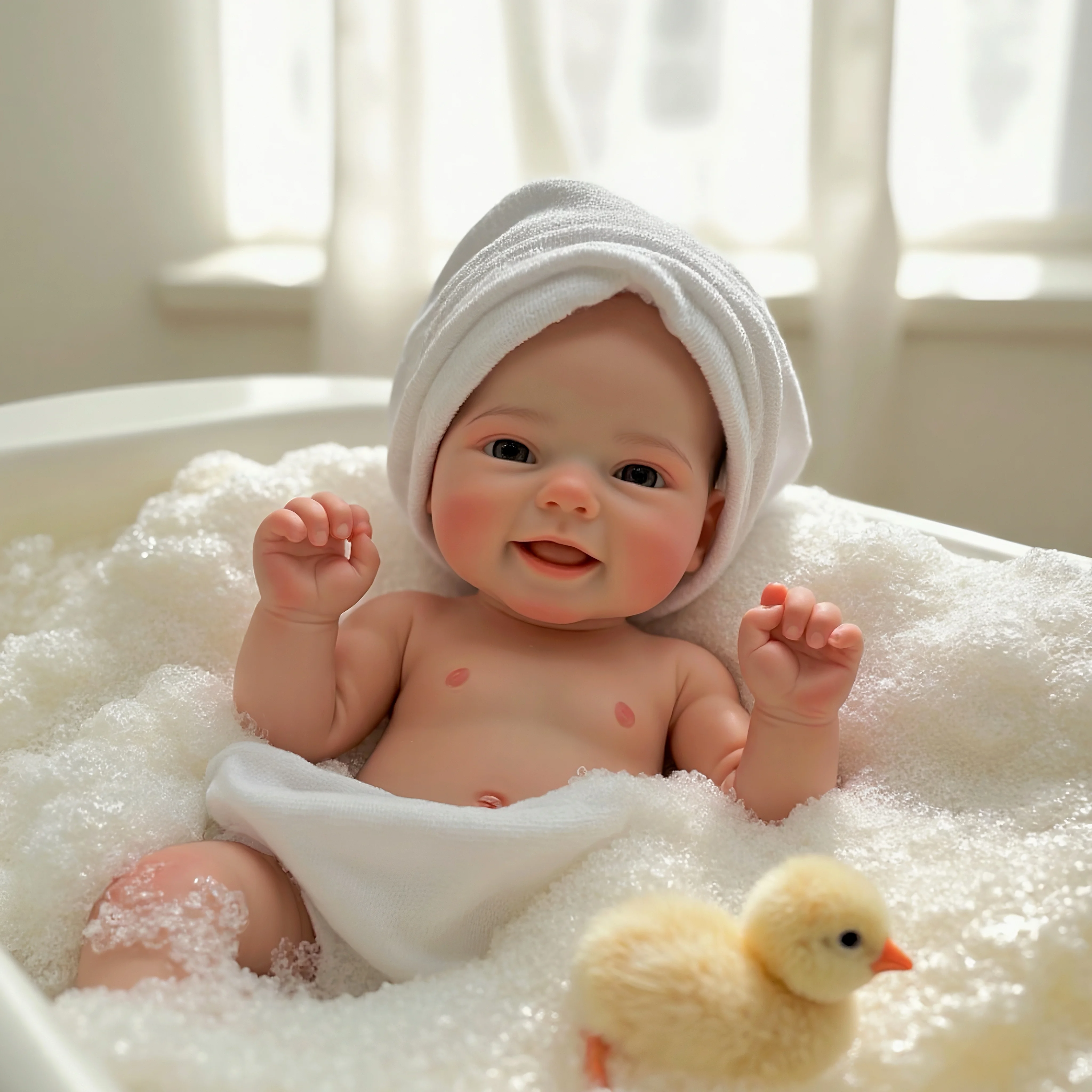 Aizwa1 16 Inch Realistic Newborn Bebe Emmy | Handmade Solid Silicone Reborn Girl | Soft-Touch Doll