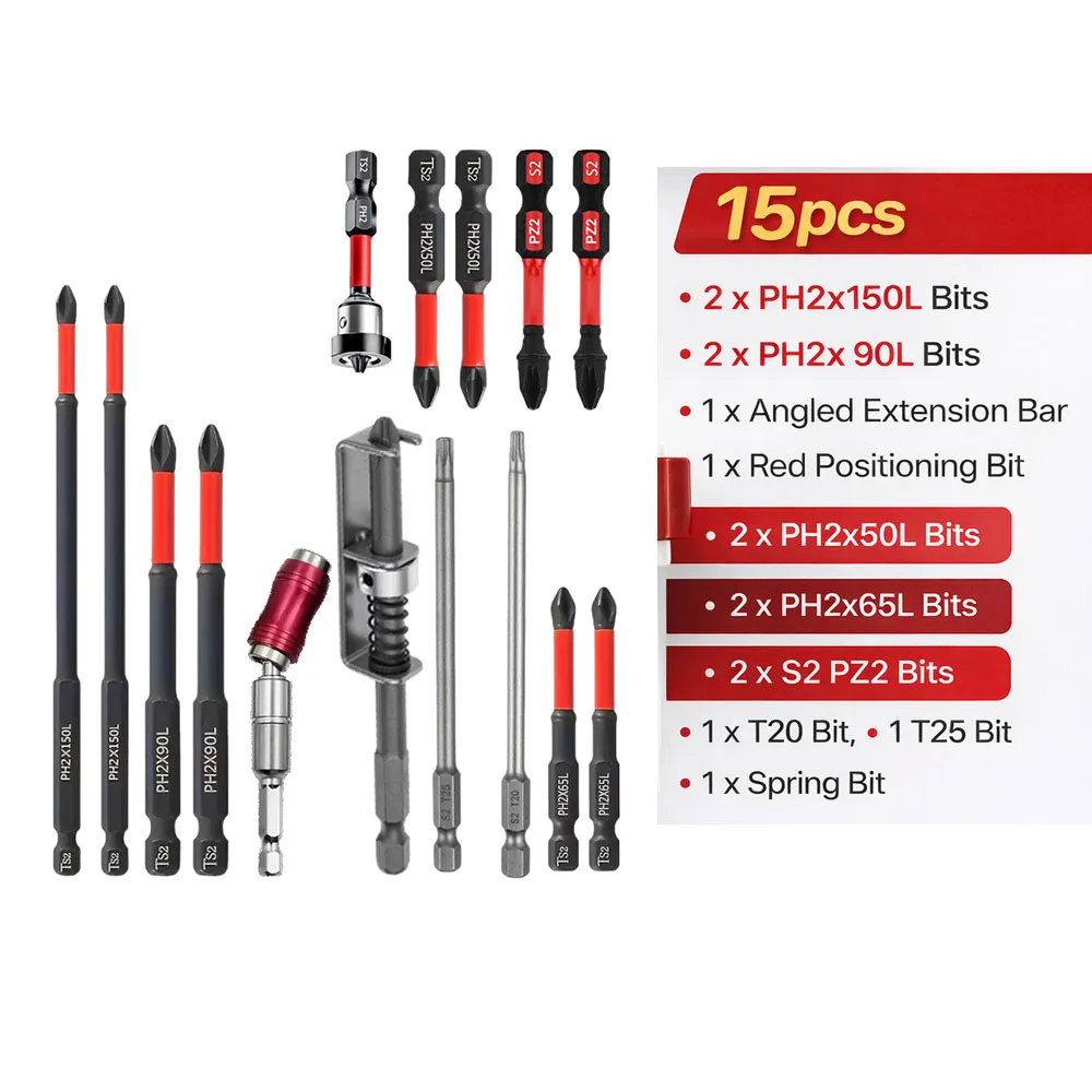 Magnetic Non-Slip Drill Bit Set 3/6/12 Pieces, S2 Steel, Crosshead and Impact Drill Bits, Suitable for Electric and Hand Drivers image 3