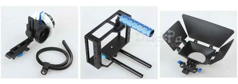 DSLR Rig Camera Cage set + 15mm Aluminum Rod Block Plate + Follow Focus + Matte Box for 5D Mark II III 6D 7D 60D 70D 5DII 5DIII