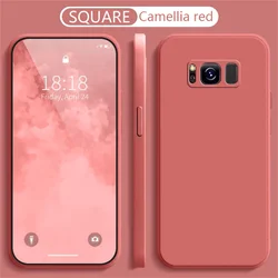 Original Square Liquid Silicone Case for Samsung Galaxy S8 S9 S10 S10E Soft Candy Back Cover S8Plus S9Plus S10Plus S20 S21 Plus