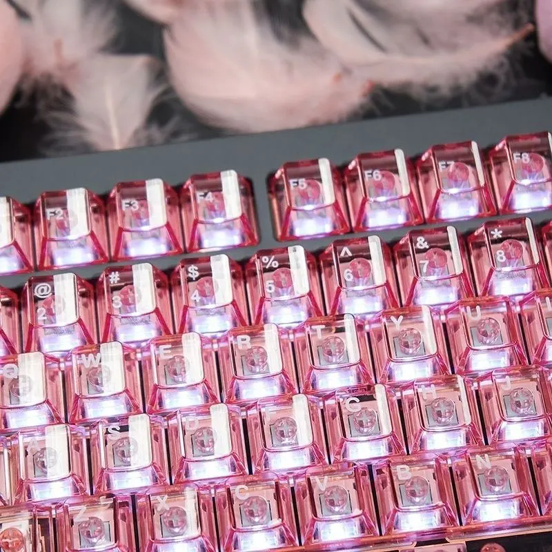 157 Keys Glacier Transparency Keycaps Full Set Cherry Height PBT Thermal Sublimation For 61 87 98 104 108 Mechanical Keyboard