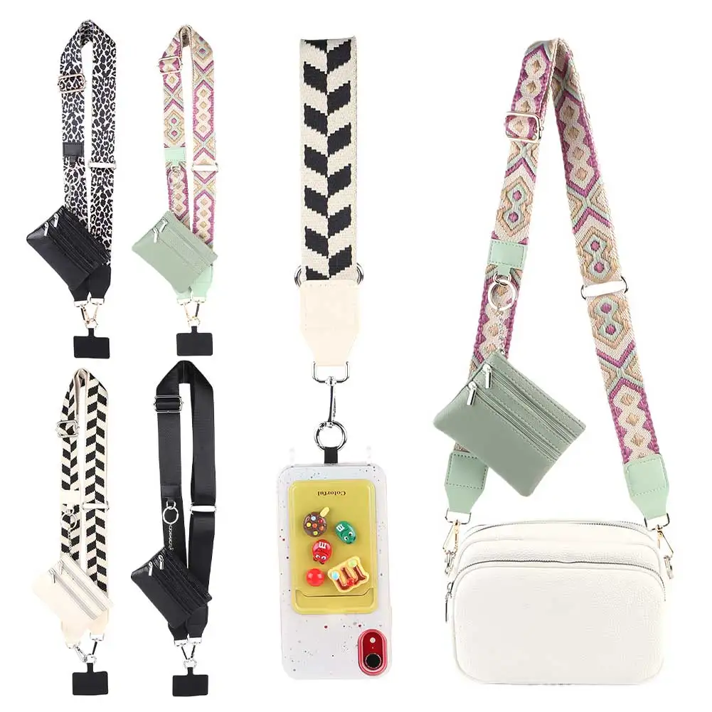

Phone Strap with Zippered Pouch Crossbody Strap with Wallet Multifunctional Cross Body Phone String for Outdoor Travel