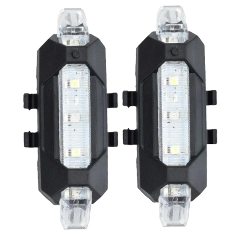 2Pcs Electric Scooter Warning Light Waterproof Scooter Taillight Night Safety LED Flash Lamp for M365 Pro White