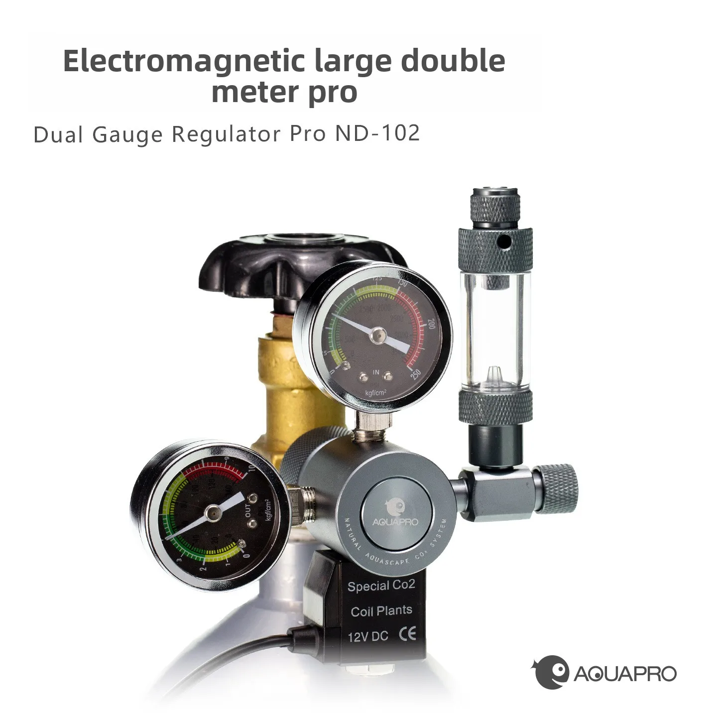 

AQUAPRO Solenoid Dual Gauge CO2 Regulator Pro, Fits UK/US Thread - for Planted Tank, High Precision Aquarium CO2 System