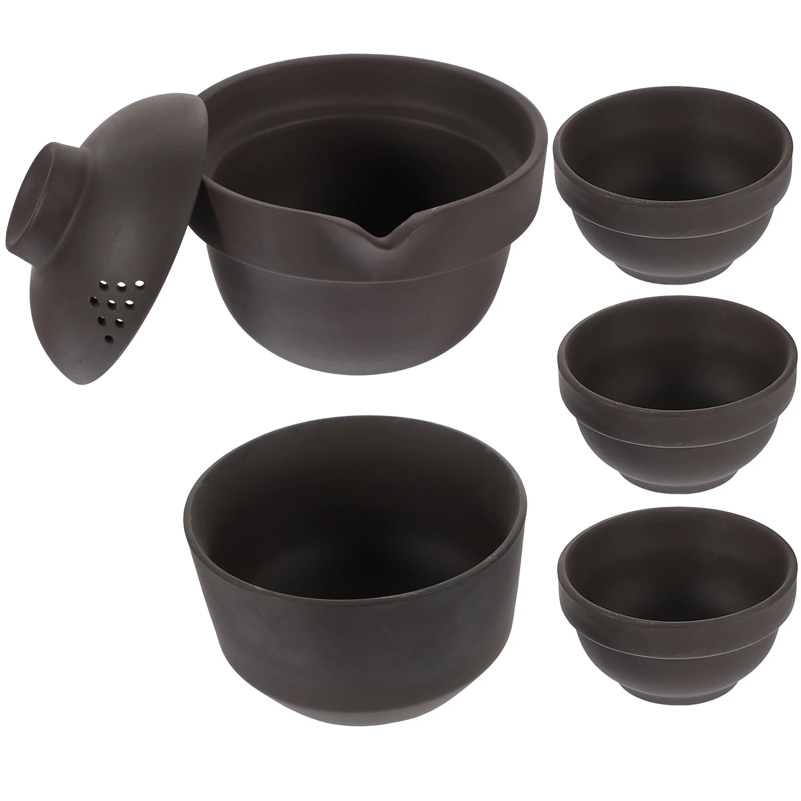 

1Set Portable Purple Clay Tea Set Ceramic Teapot and Cups Travel Tea Brewing Set Heat Resistant Convenient