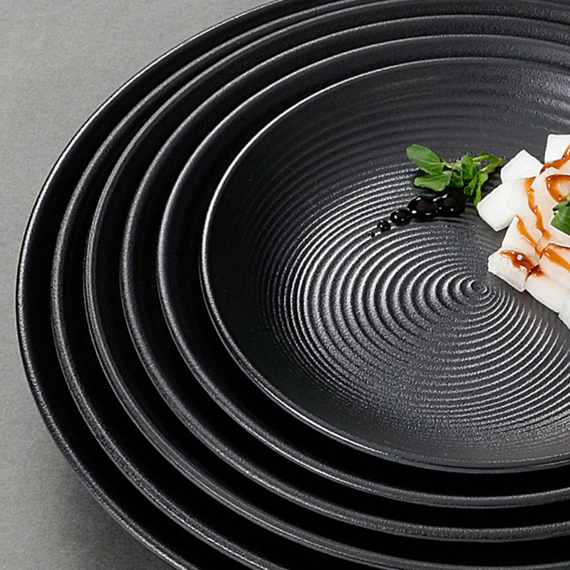 Round Melamine Main Dinner Plate Imitation Porcelain Western Steak Ramen Plates Fruit Dessert Dishes Restaurant Tableware