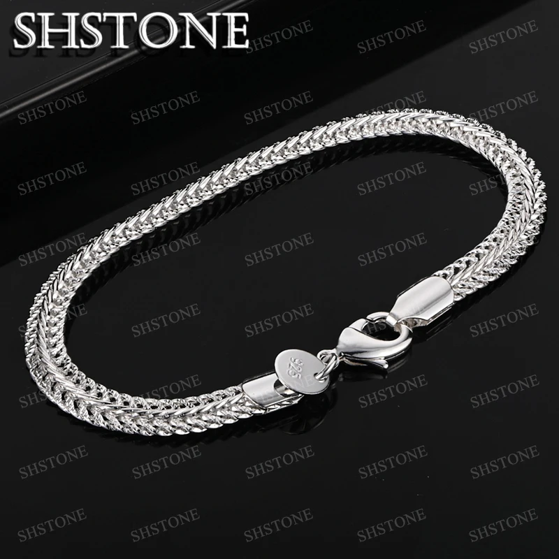 SHSTONE 18K Gold Side Chain Bracelets For Woman Party Wedding Engagement Fashion 925 Silver Bracelet Charm Jewelry Birthday Gift