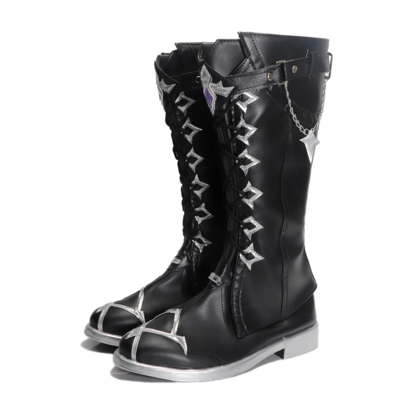 لعبة Genshin Impact Flins أحذية كوسبلاي أحذية سوداء طويلة للنساء والرجال ملحقات حفلات الهالوين كرنفال لعب الأدوار #4