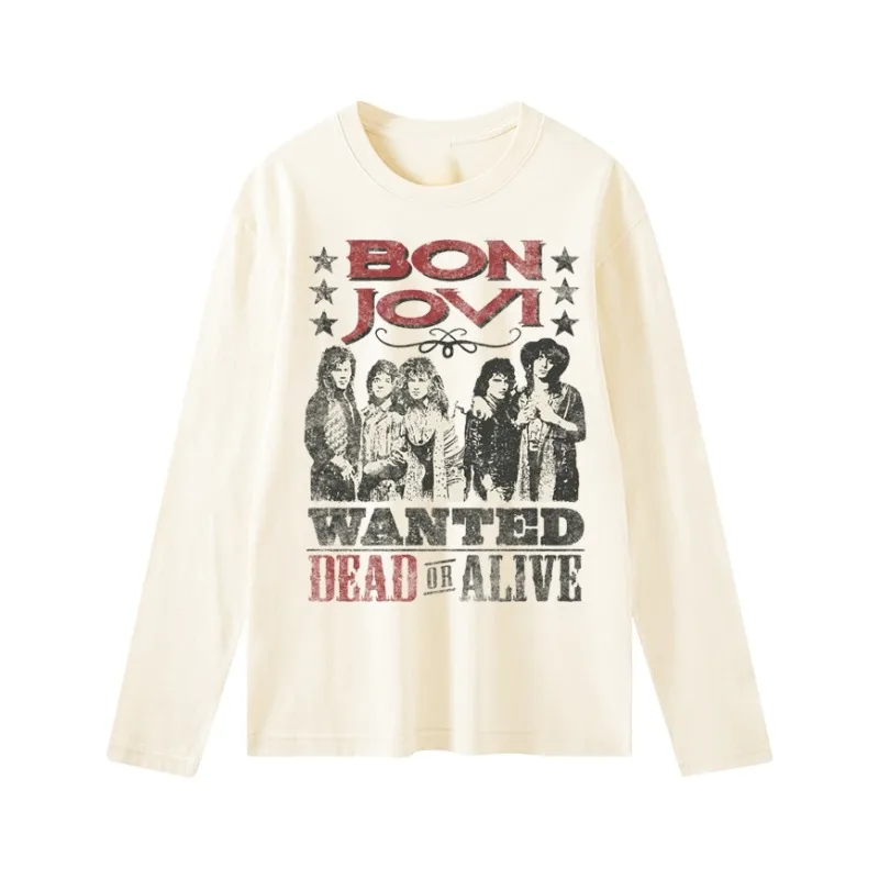جديد ريترو ثلاثية الأبعاد مطبوعة بون جوفي روك باند الرياضة الاتجاه الخريف والشتاء الرجال والفتيات تي شيرت الشارع الاتجاه